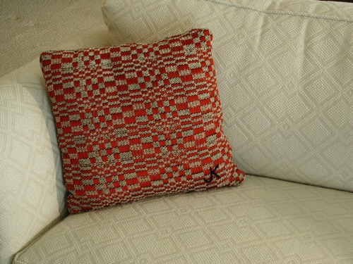 Red & White Op art Pillow 16 inches